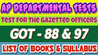 AP DEPARTMENTAL TESTS GOT  88 amp 97 PaperI amp PaperII  List of Books amp Syllabus with Cover Pages [upl. by Aratahs313]