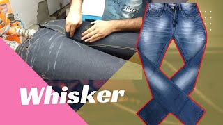 Whiskering Process on Jeans PantDry process of denim pant [upl. by Nilekcaj]