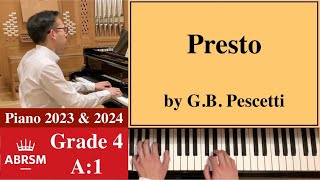 ABRSM Piano 20232024 Grade 4 A1 Pescetti Presto in C Minor Piano Tutorial [upl. by Lauraine]