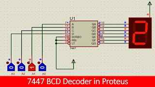 how to simulate 7447 BCD decoder in Proteus tutorial [upl. by Ayra]