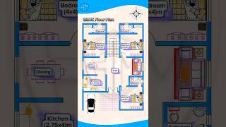 House plan 112x1574m  3BHK Floor Plan  Three bedrooms home houseplan homedesign shorts [upl. by Milzie]