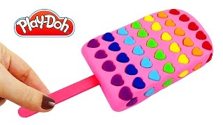 DIY Making PlayDoh Ice Cream Popsicle with Rainbow Hearts [upl. by Erdah383]