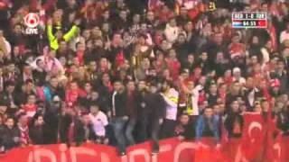 NederlandTurkije  Altintop richting Turkse fans [upl. by Nerin142]