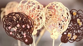 How to Make Chocolate Lace Lollipops  Get the Dish [upl. by Nolava530]