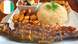 Attieke Poisson 🇨🇮  How to cook Attieke with Oven Grilled Fish amp Fried Plantains  Mansa Queen [upl. by Pathe]