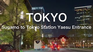 ４K東京夜景ドライブ 巣鴨→東京駅八重洲口4K Tokyo Drive Sugamo to Tokyo station Yaesu entrance [upl. by Hak640]