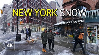 SNOW Walk in Lower MANHATTAN 🗽 SNOWFALL New York City 4K NYC [upl. by Carbone]