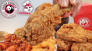 MUKBANG EATING PANDA EXPRESS CHILLI CRISPY SHRIMP HONEY WALNUT SHRIMP JOLLIBEE FRIED CHICKEN ASMR [upl. by Eddi936]