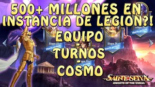 MEJOR EQUIPO PARA INSTANCIA DE LEGION 500 MILLONES COSMO Y TURNOS Saint Seiya Awakening [upl. by Enerehs]