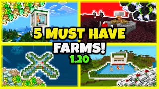 5 MUST HAVE FARMS In Minecraft Bedrock 120 [upl. by Iasi]