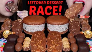 ASMR EXTREME LEFTOVER DESSERT RACE GIANT MACARON ICE CREAM FERRERO EGGS KINDER HIPPO MARSHMALLOW [upl. by Esemaj]