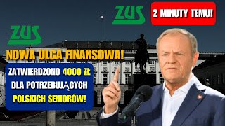 2 minuty temu Zatwierdzono 4000 zł podwyżki dla potrzebujących polskich seniorów [upl. by Lessard457]