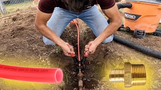 How to Connect PEX Pipe to Old Galvanized Pipe How to fix a water leak outside your house [upl. by Alleen29]