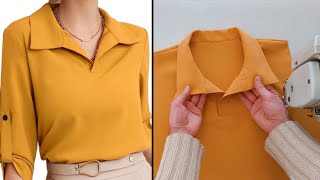 Collar cutting and sewing tutorial in the best way for beginners [upl. by Annayek870]