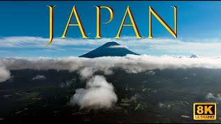 FLYING OVER Japan in 8K  Okinawa Tokyo Kyoto Mount Fuji Kawaguchiko Kurama Top music in world [upl. by Ennirak97]