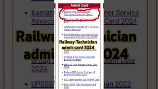 Railway Technician admit card 2024 [upl. by Eimme]