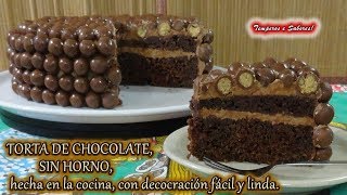 TORTA DE CHOCOLATE SIN HORNO hecha en la cocina muy fácil y deliciosa [upl. by Eikcin260]