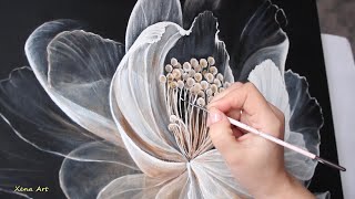 Transparent Flower on Black Background  Acrylic Painting Step by Step 211 [upl. by Aniles149]