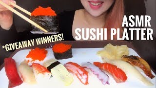 ASMR NIGIRI SUSHI PLATTER  CONTEST WINNERS  EATING SOUNDS Whispering at the end [upl. by Ragg]