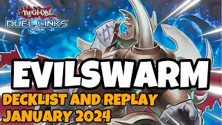 EVILSWARM DUEL LINKS  JANUARY 2024 RANKED DUEL REPLAY AND DECKLIST YUGIOH [upl. by Norb]