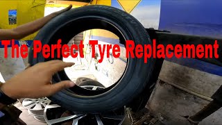 The Perfect Way To Change One Damaged Car Tyre cartyre tyrereplacement [upl. by Annej]