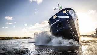 Launch of MV Vertom Anne Marit at Thecla Bodewes Shipyards [upl. by Iaverne]