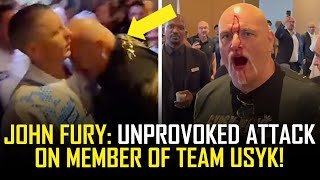 JOHN FURY LAUNCHES UNPROVOKED HEADBUTT ON TEAM USYK MEMBER WHICH BACKFIRES 🤣🥊 [upl. by Nivek665]