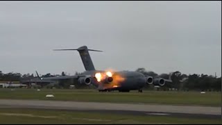 USAF C17 Engine backfire [upl. by Louella]