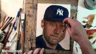 Portrait of Derek Jeter How to Fix Painting Mistakes [upl. by Chenay]