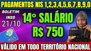 INCRÍVEL 14° SALÁRIO INSS  LIBERADO BENEFÍCIO R 750 PARA APOSENTADOS [upl. by Mario981]