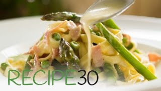 Creamy Tagliatelle with Pancetta and Vegetables  By RECIPE30com [upl. by Liarret]