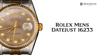 Mens Rolex TwoTone Datejust Factory Slate Gray Diamond Dial 16233 [upl. by Anayeek]