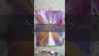 How to make acrylic pouring painting  Resin on Canvas  Amazing acrylic pour Purple yellow blue [upl. by Dranik306]