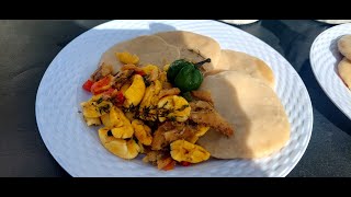 cooking ACKEE amp SALTFISH WITH JAMAICAN CARTWHEEL DUMPLINGS food breakfast love [upl. by Kurzawa415]