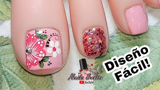 Diseño de uñas para pies FÁCIL Uñas decoradas paso a paso  Decoración de uñas pies  Uñas fácil [upl. by Krm]