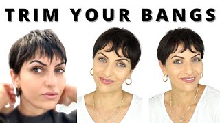 TRIM YOUR BANGS AT HOME WISPY TEXTURED BANG HAIRCUT TUTORIAL YOU CAN DO YOURSELF  Lina Waled [upl. by Lraed809]