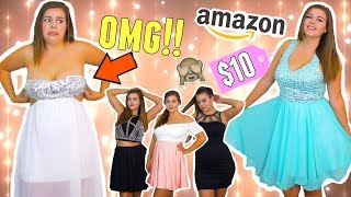 Trying on Cheap Homecoming Dresses from AMAZON Sierra Schultzzie [upl. by Ikciv]