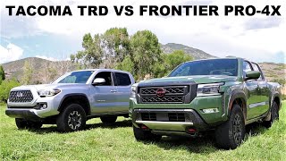 2022 Nissan Frontier Pro4X Vs Toyota Tacoma TRD What Truck Should You Buy [upl. by Aihsoem258]