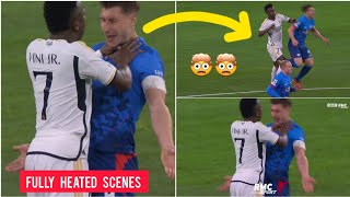 🙆🤯 Vinicius Junior escape red card for aggressively pushed RB Leipzigs Willi Orban on throat [upl. by Neisa]