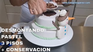 COMO DESMONTAR UN PASTEL DE PISOS CON FIGURAS Y COMO CONSERVARLO UNA VEZ CORTADO [upl. by Aceber]