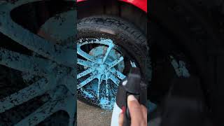 Cleaning tires w Blue Snow Foam carcleaningservice cardetailing detailing carcare mobiledetail [upl. by Reteid15]