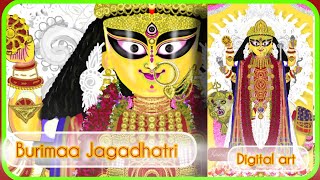 BURIMAA JAGADHATRI THAKURER DIGITAL ART কৃষ্ণনগরের বুড়িমা জগদ্ধাত্রী durga art digitalart [upl. by Pokorny503]