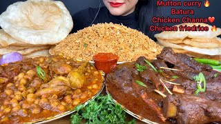 ASMR EATING MUTTON CURRYPURICHICKEN CHANNA MASALACHICKEN FRIEDRICE [upl. by Hephzibah]