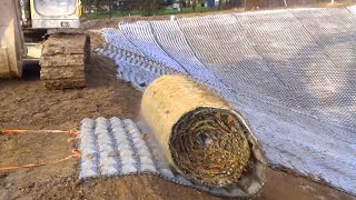 Slope Armoring of Water Treatment Pond in Oak Harbor Using Flexamat Erosion Control Concrete Blocks [upl. by Evangeline]