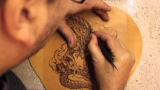 Tooled Leather Motorcycle Seat Part 1Transfer the Pattern [upl. by Negam504]