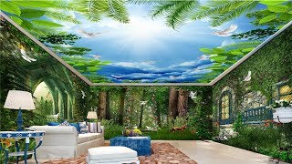 3D Wall Mural Trees amp Large Flower Ceiling  Custom Natural scenery False Ceiling For Living Rooms [upl. by Hart173]