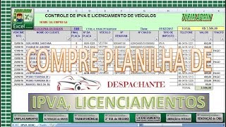 Planilha controle Despachante Ipva e Licenciamentos DPVAT  MARCOS TURIM [upl. by Einneg835]