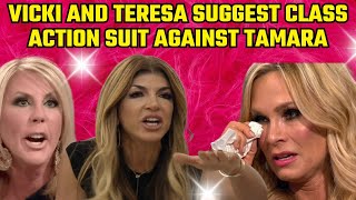 RHOC RHONJ Drama Vicki Gunvalson Spills the Tea on Tamra Class Action Lawsuit Suggested [upl. by Naujal]