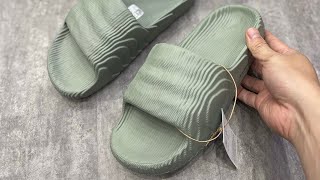 Unbox Closing Adidas Adilette 22 Light Brown Grey IG8264 Review [upl. by Eneles]