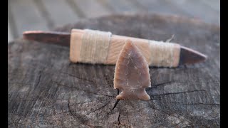 Knapping a Jacks Reef point with a Meadowood copper flaker [upl. by Adnirol]